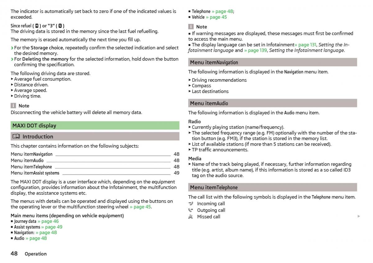 Skoda Kodiaq owners manual / page 50