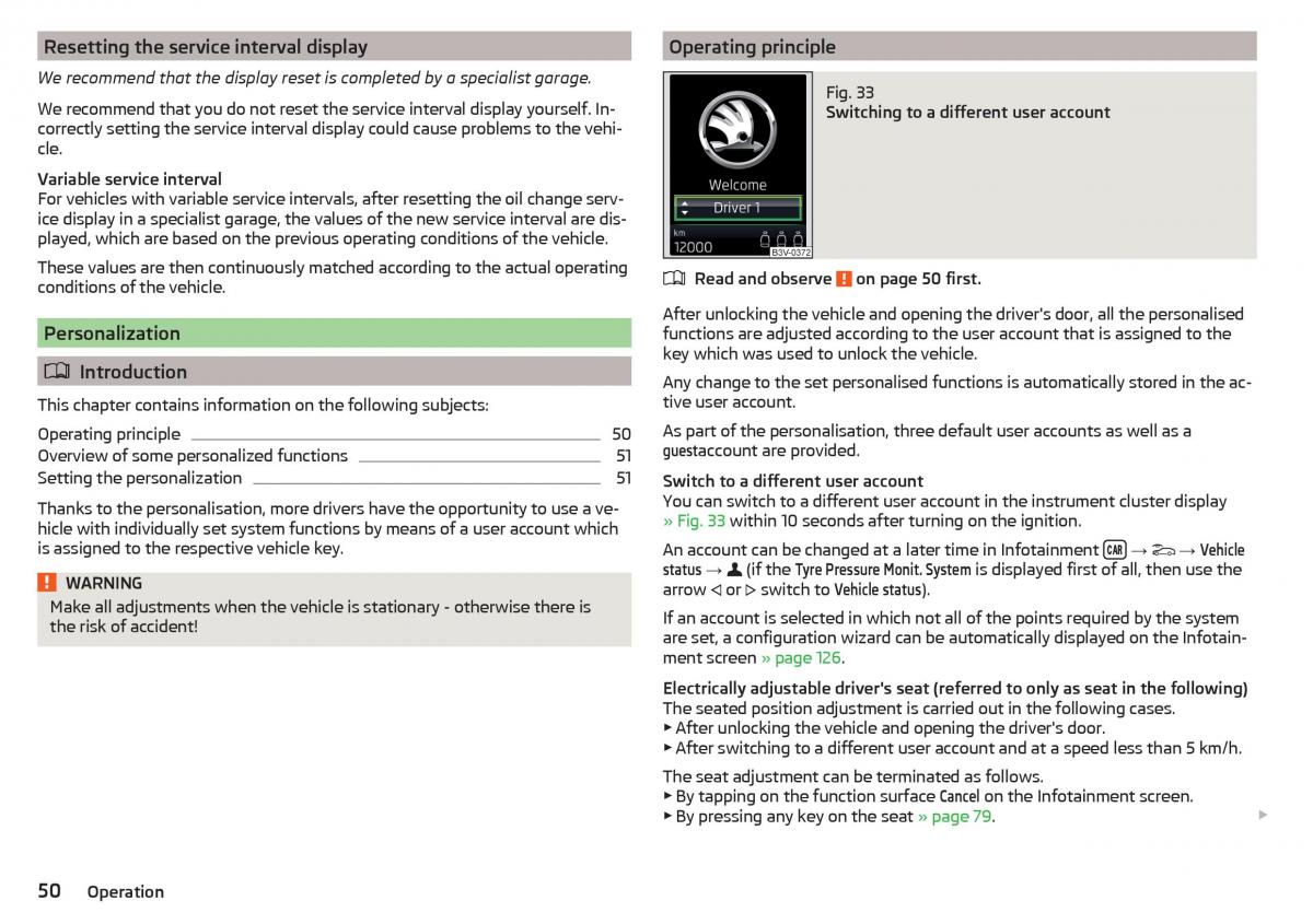 Skoda Kodiaq owners manual / page 52