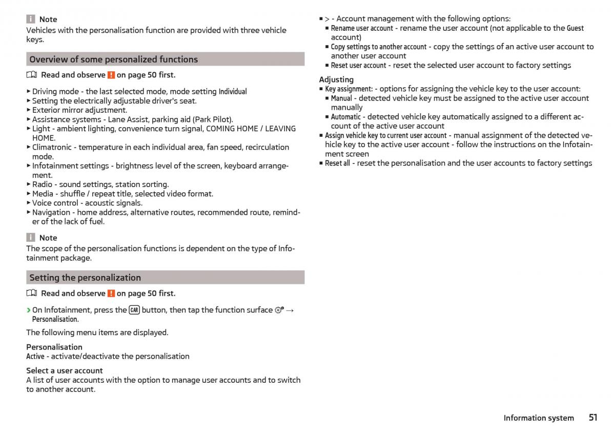 Skoda Kodiaq owners manual / page 53