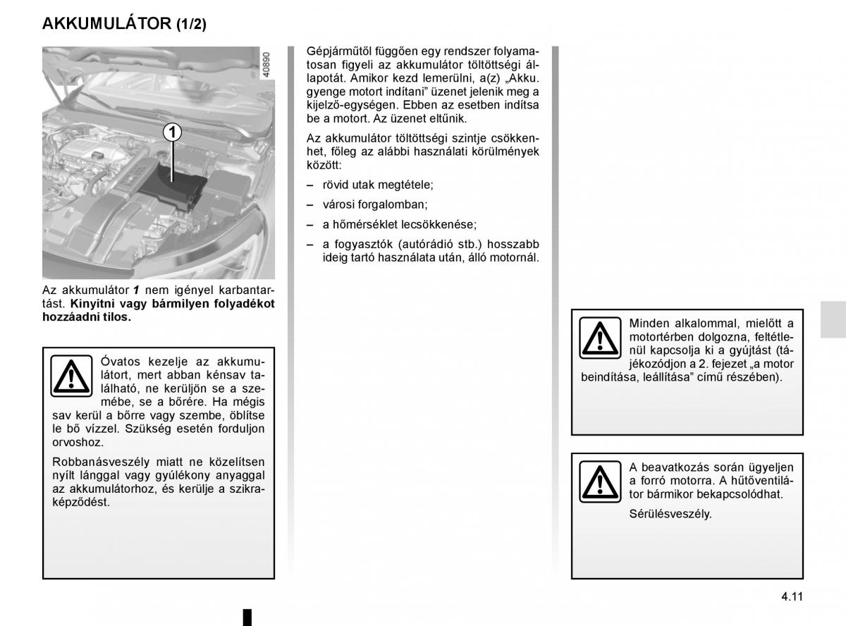 Renault Megane IV 4 Kezelesi utmutato / page 261