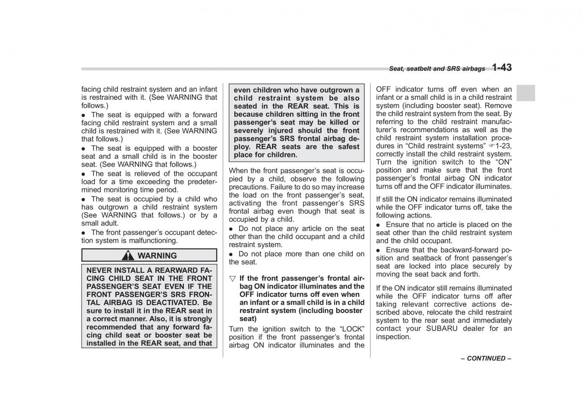 Subaru Impreza IV 4 owners manual / page 70