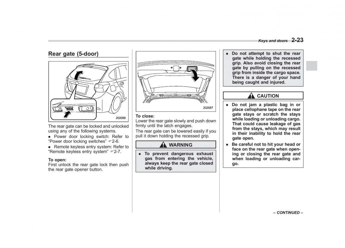 Subaru Impreza IV 4 owners manual / page 110