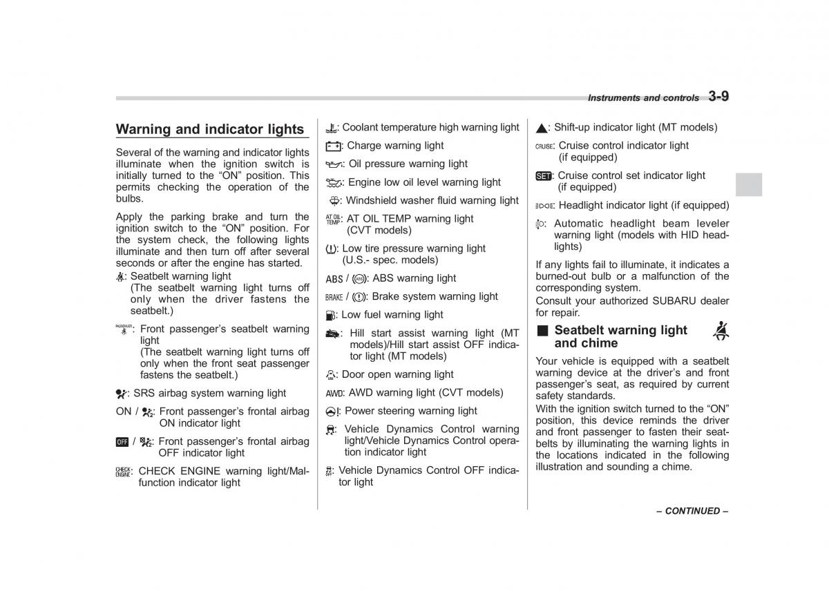 Subaru Impreza IV 4 owners manual / page 122