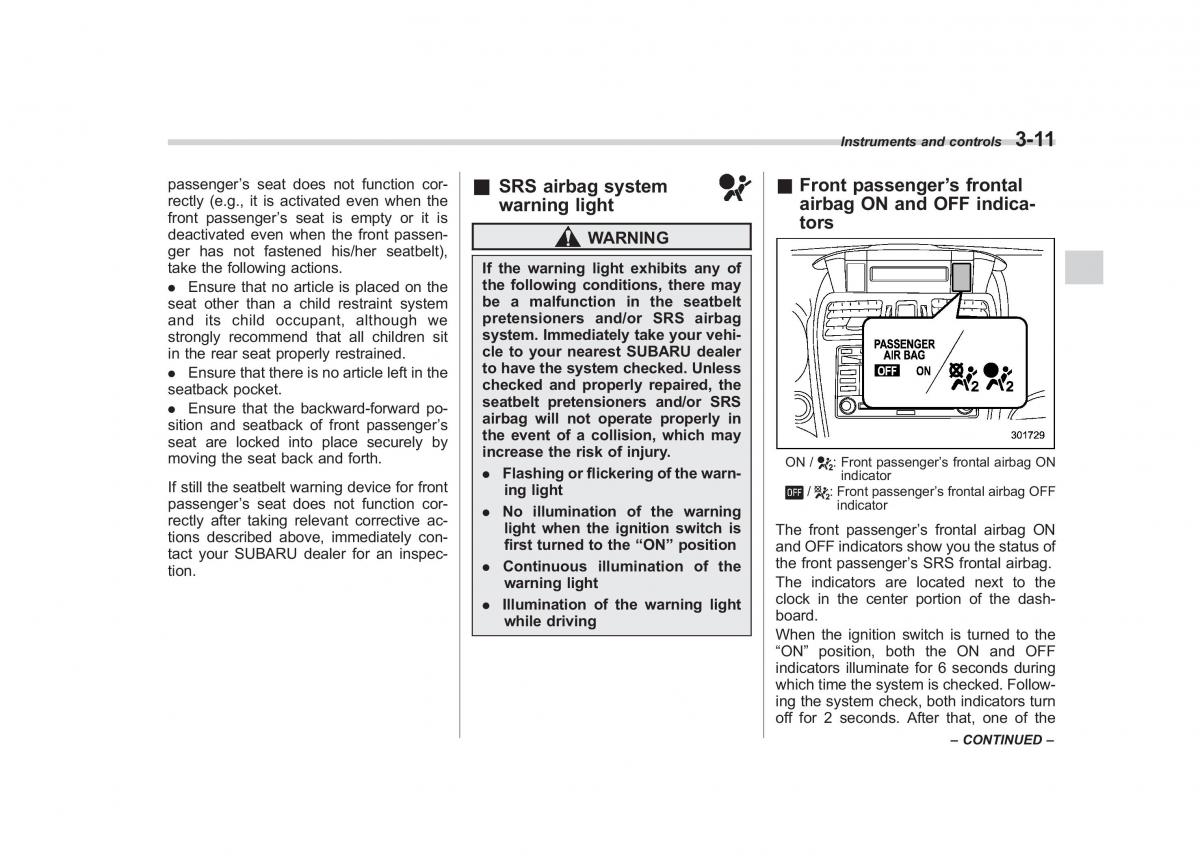 Subaru Impreza IV 4 owners manual / page 124