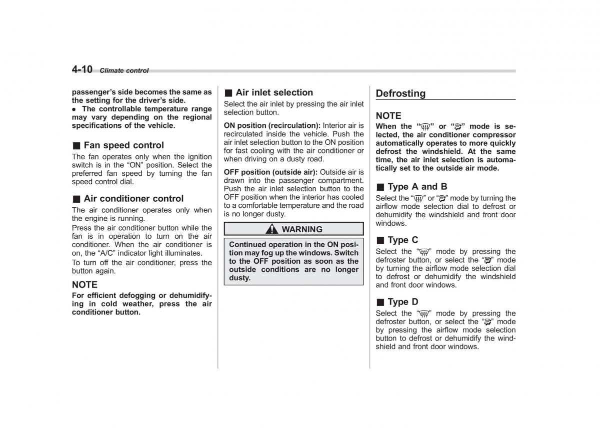 Subaru Impreza IV 4 owners manual / page 207