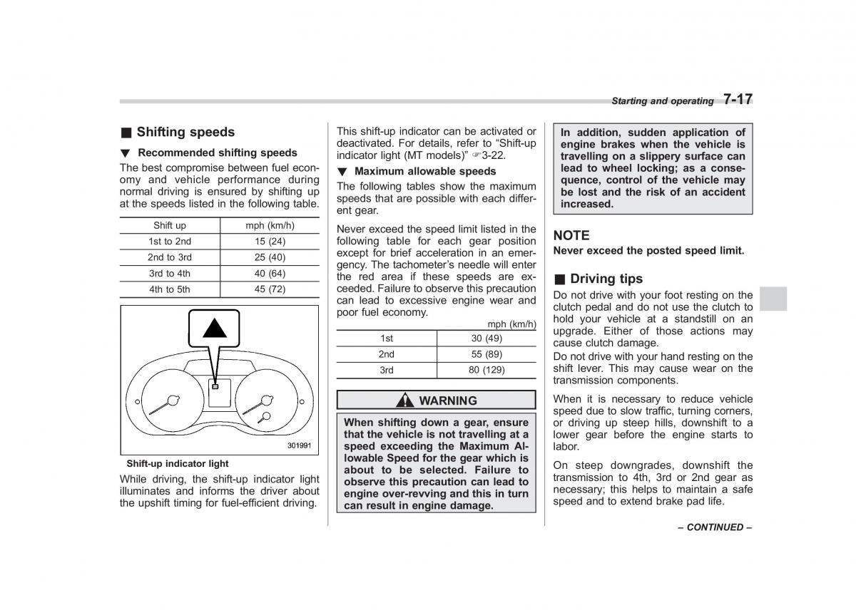 Subaru Impreza IV 4 owners manual / page 292