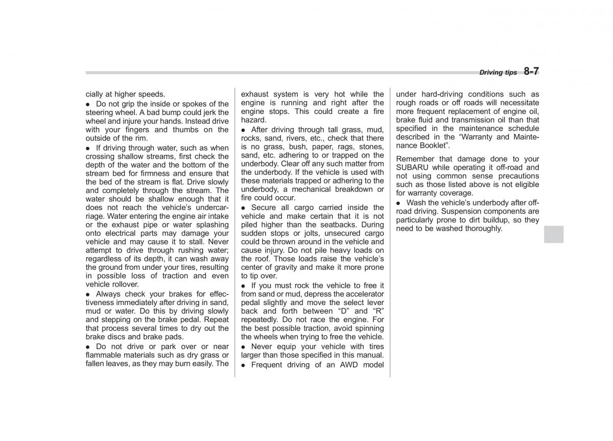 Subaru Impreza IV 4 owners manual / page 322