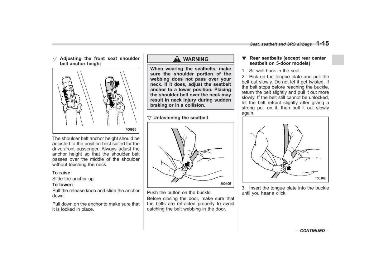 Subaru Impreza IV 4 owners manual / page 42