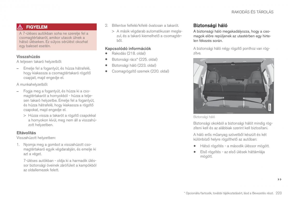 Volvo XC90 II 2 Kezelesi utmutato / page 225