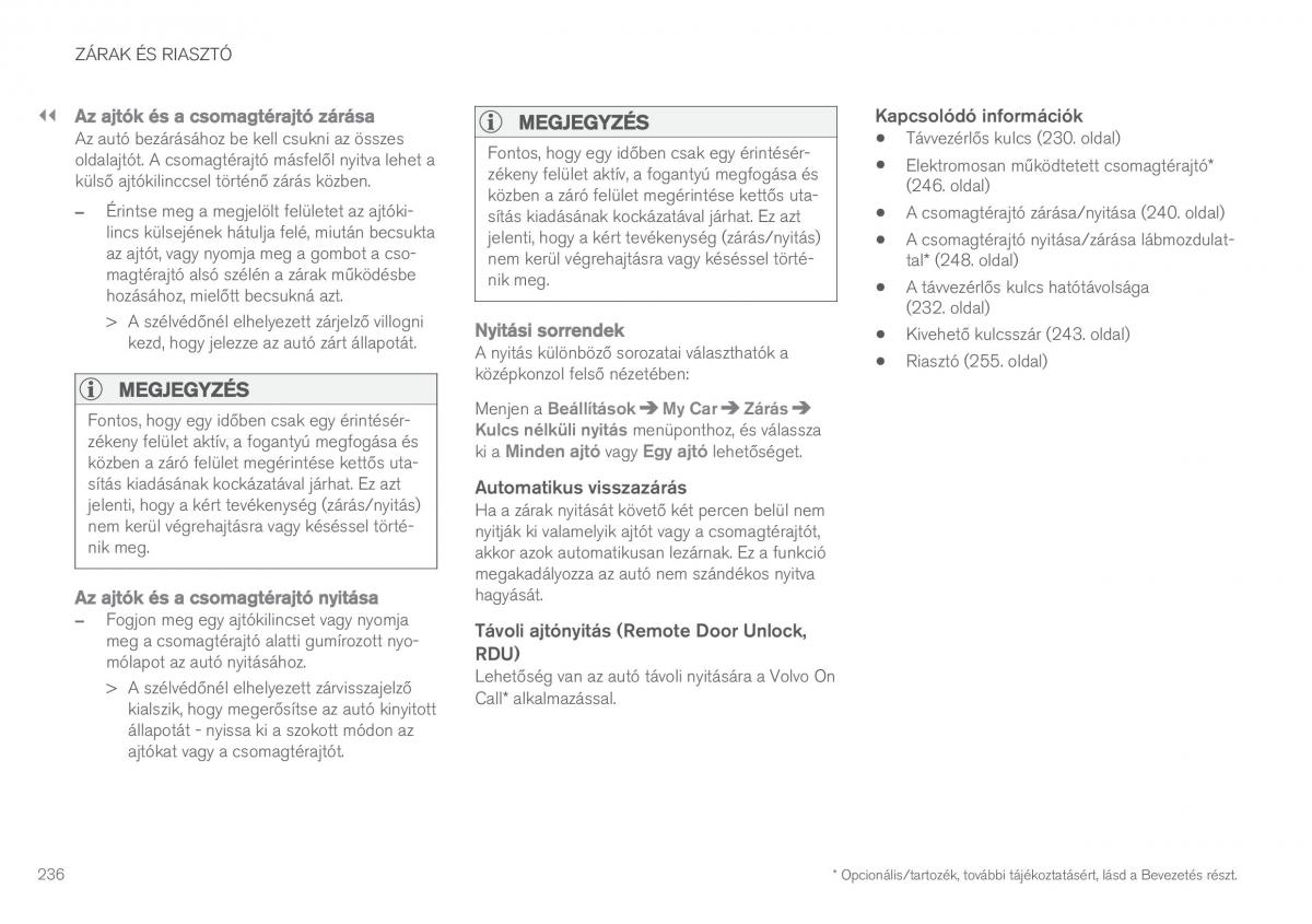 Volvo XC90 II 2 Kezelesi utmutato / page 238