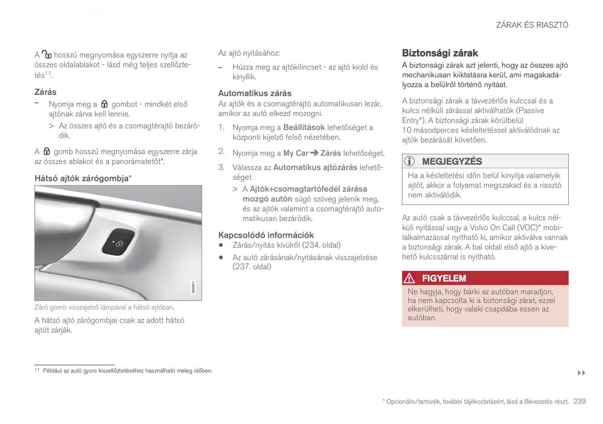 Volvo XC90 II 2 Kezelesi utmutato / page 241