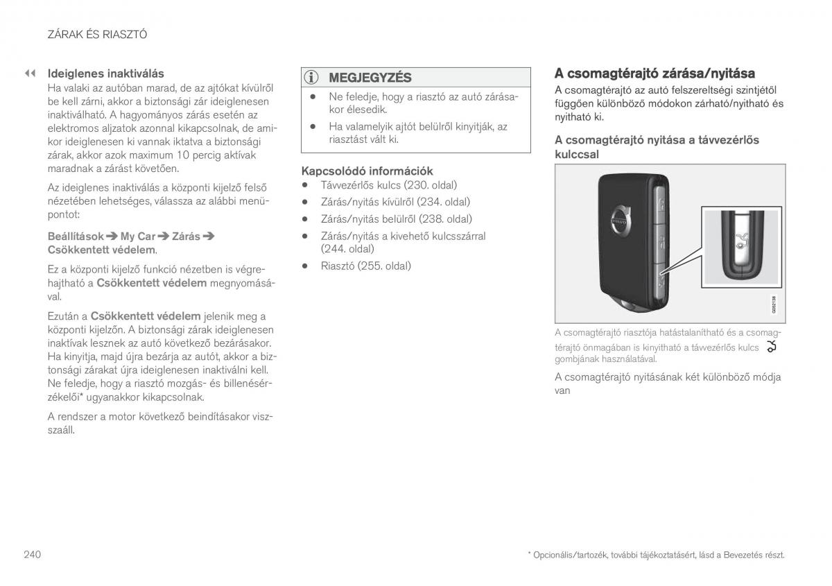 Volvo XC90 II 2 Kezelesi utmutato / page 242