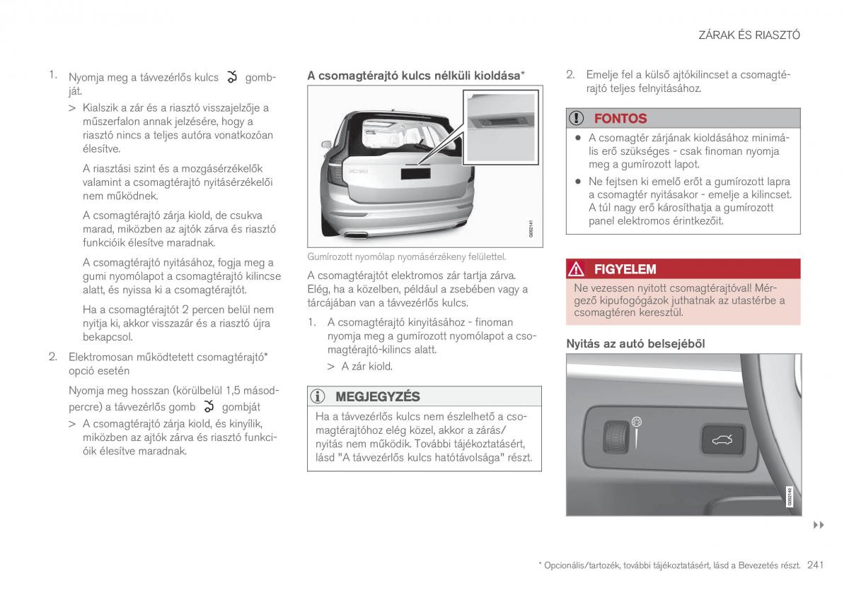 Volvo XC90 II 2 Kezelesi utmutato / page 243