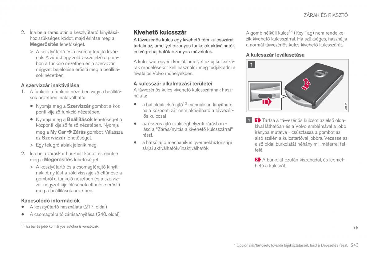 Volvo XC90 II 2 Kezelesi utmutato / page 245