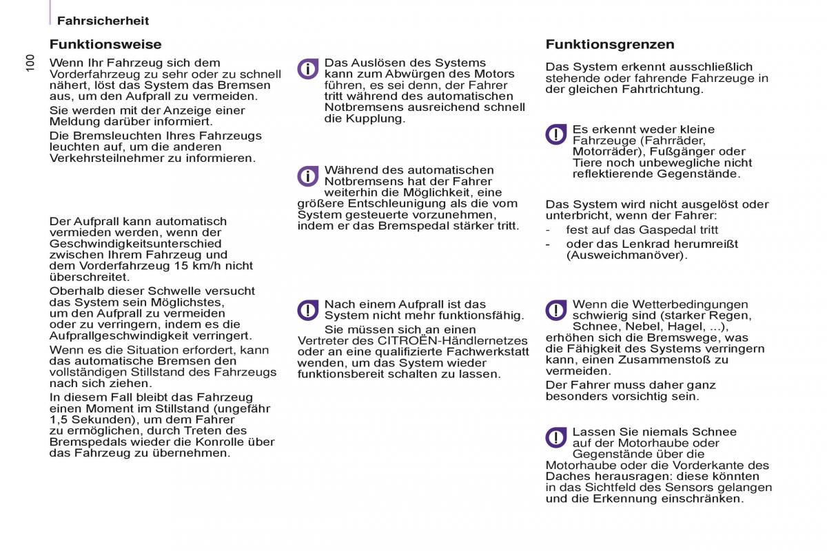 Citroen Berlingo Multispace II 2 Handbuch / page 102