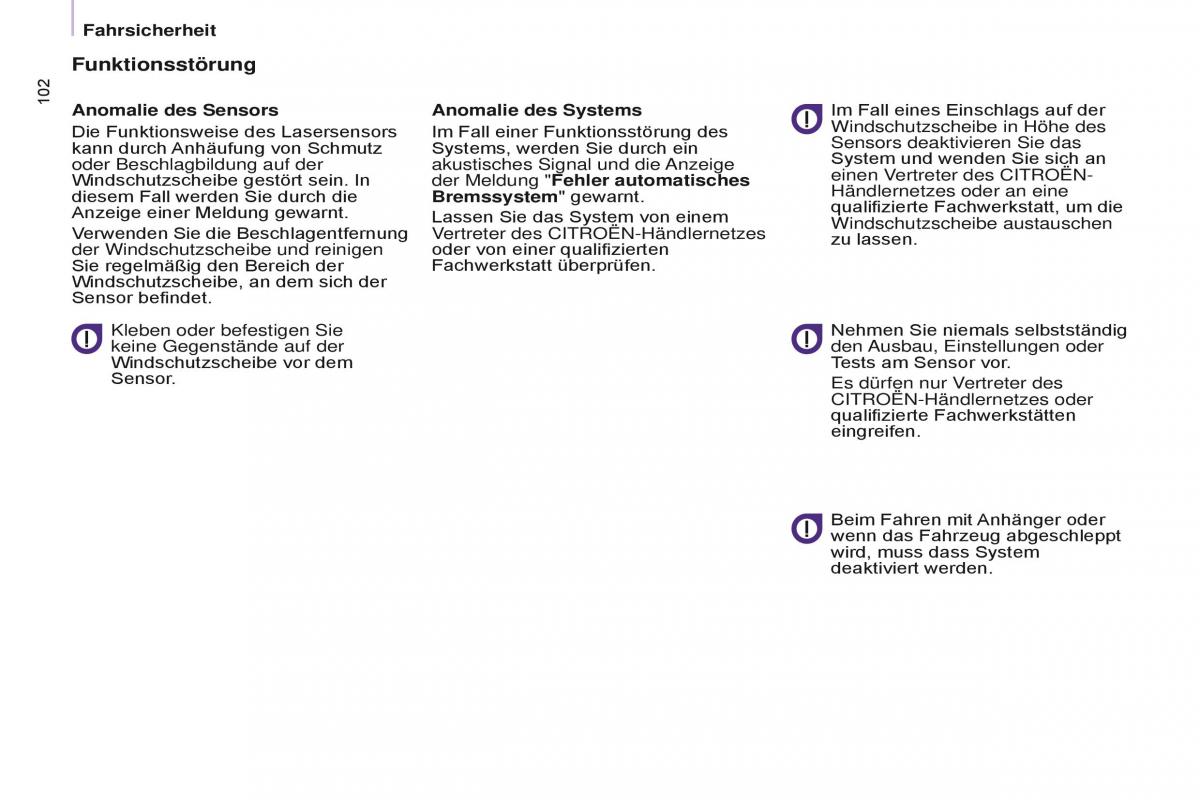 Citroen Berlingo Multispace II 2 Handbuch / page 104