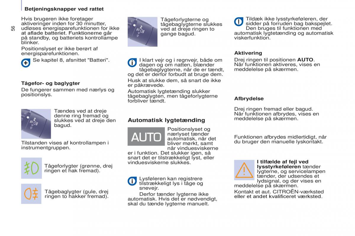 Citroen Berlingo Multispace II 2 Bilens instruktionsbog / page 58