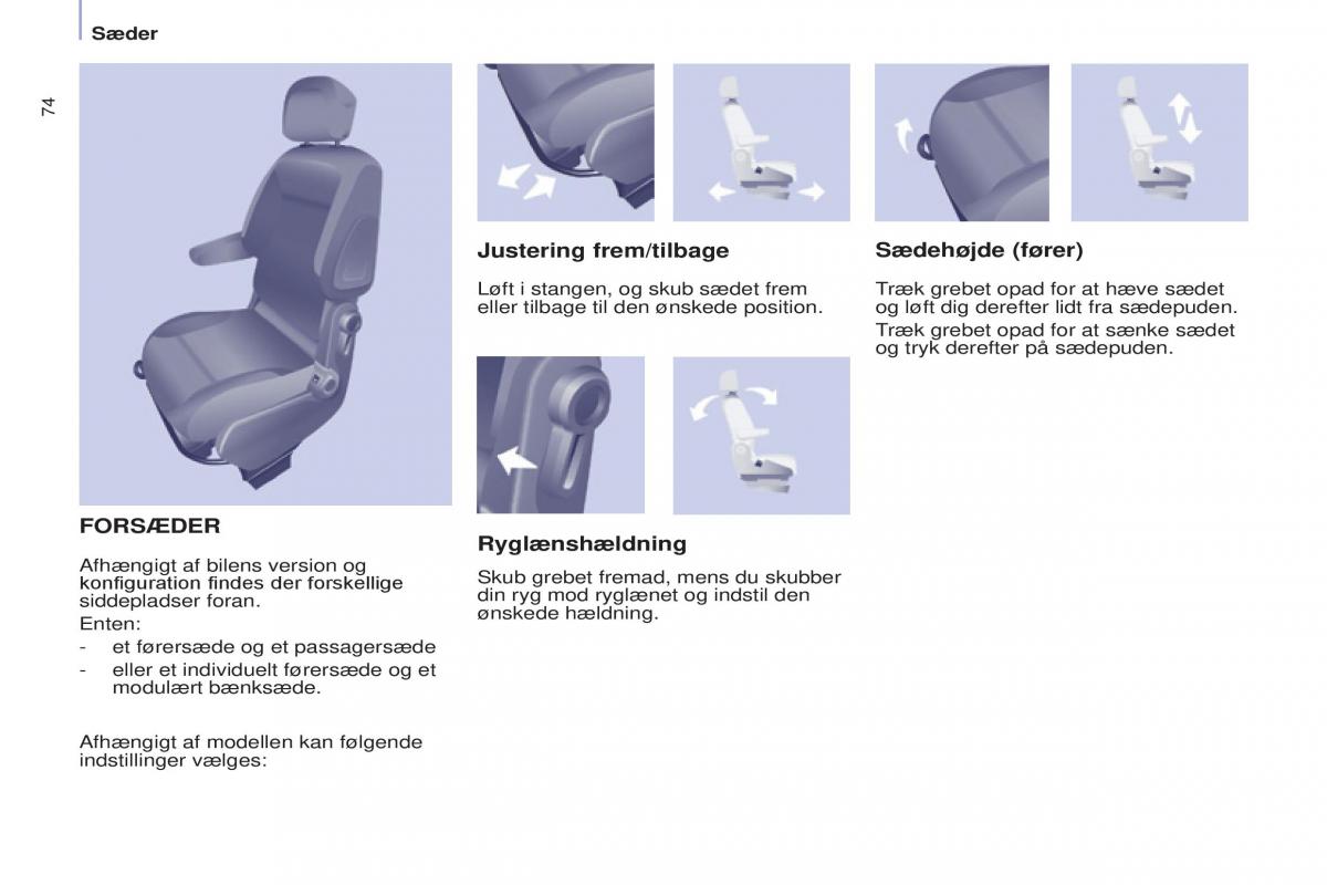 Citroen Berlingo Multispace II 2 Bilens instruktionsbog / page 76