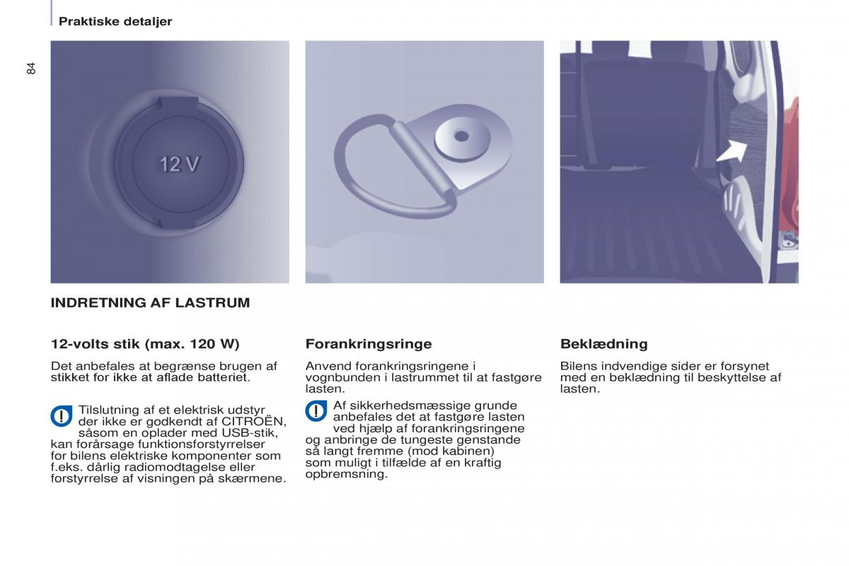 Citroen Berlingo Multispace II 2 Bilens instruktionsbog / page 86