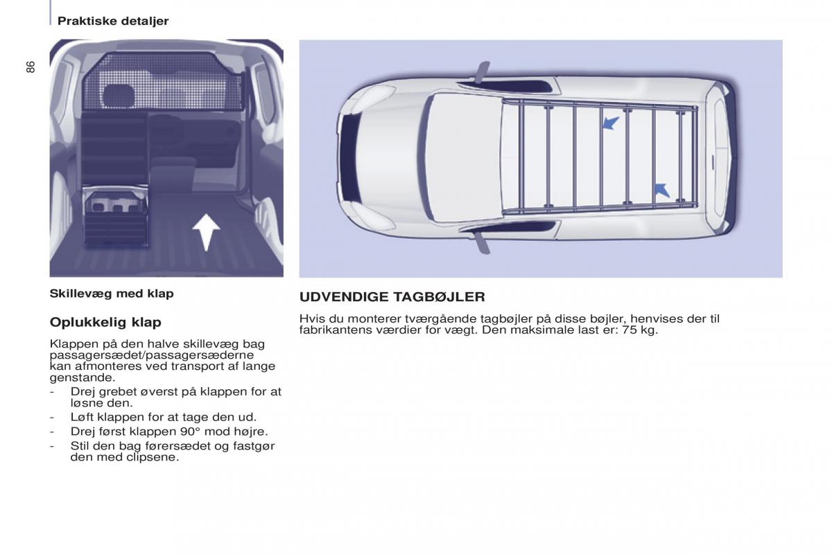 Citroen Berlingo Multispace II 2 Bilens instruktionsbog / page 88