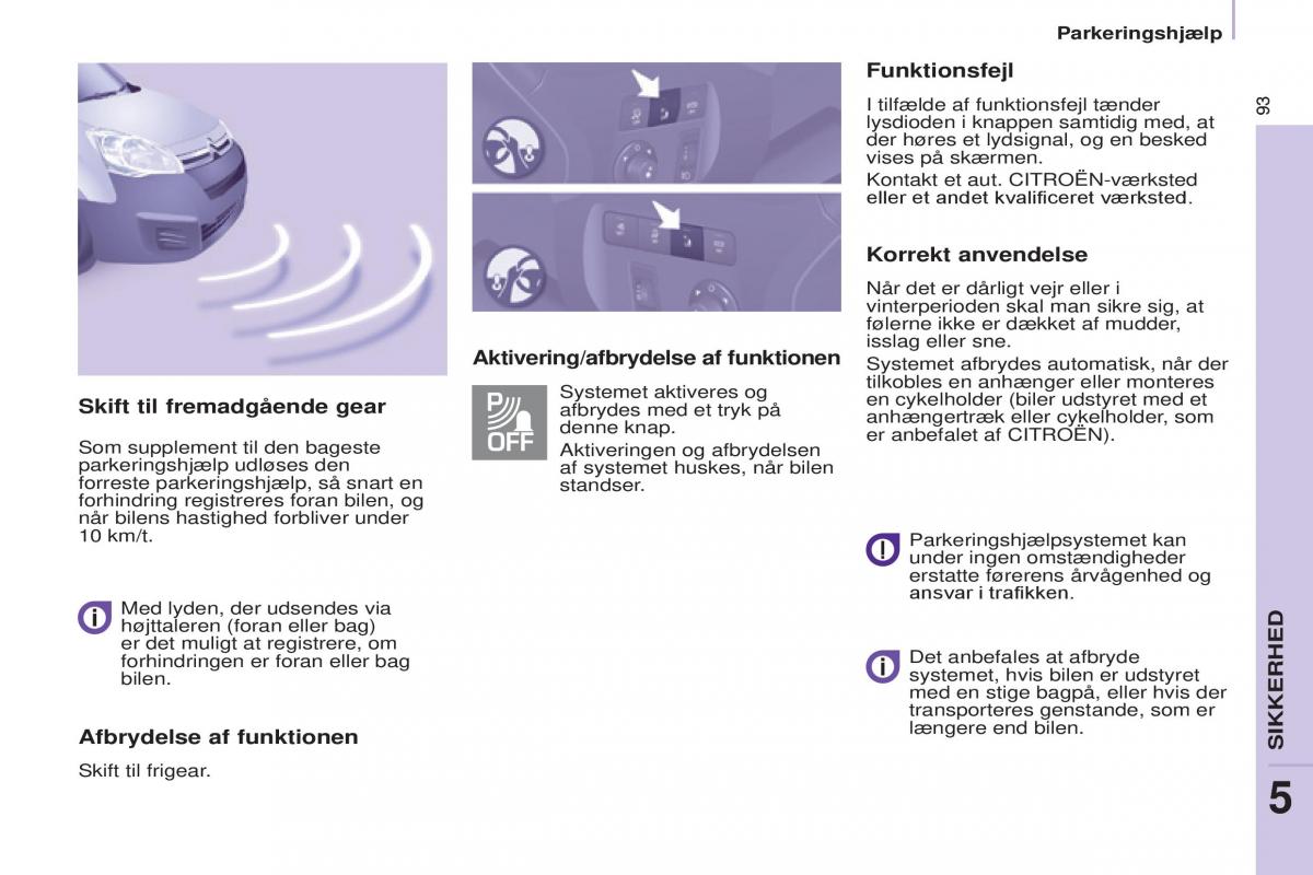 Citroen Berlingo Multispace II 2 Bilens instruktionsbog / page 95