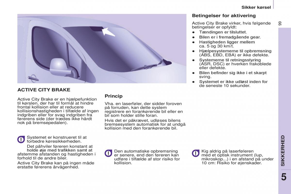 Citroen Berlingo Multispace II 2 Bilens instruktionsbog / page 101