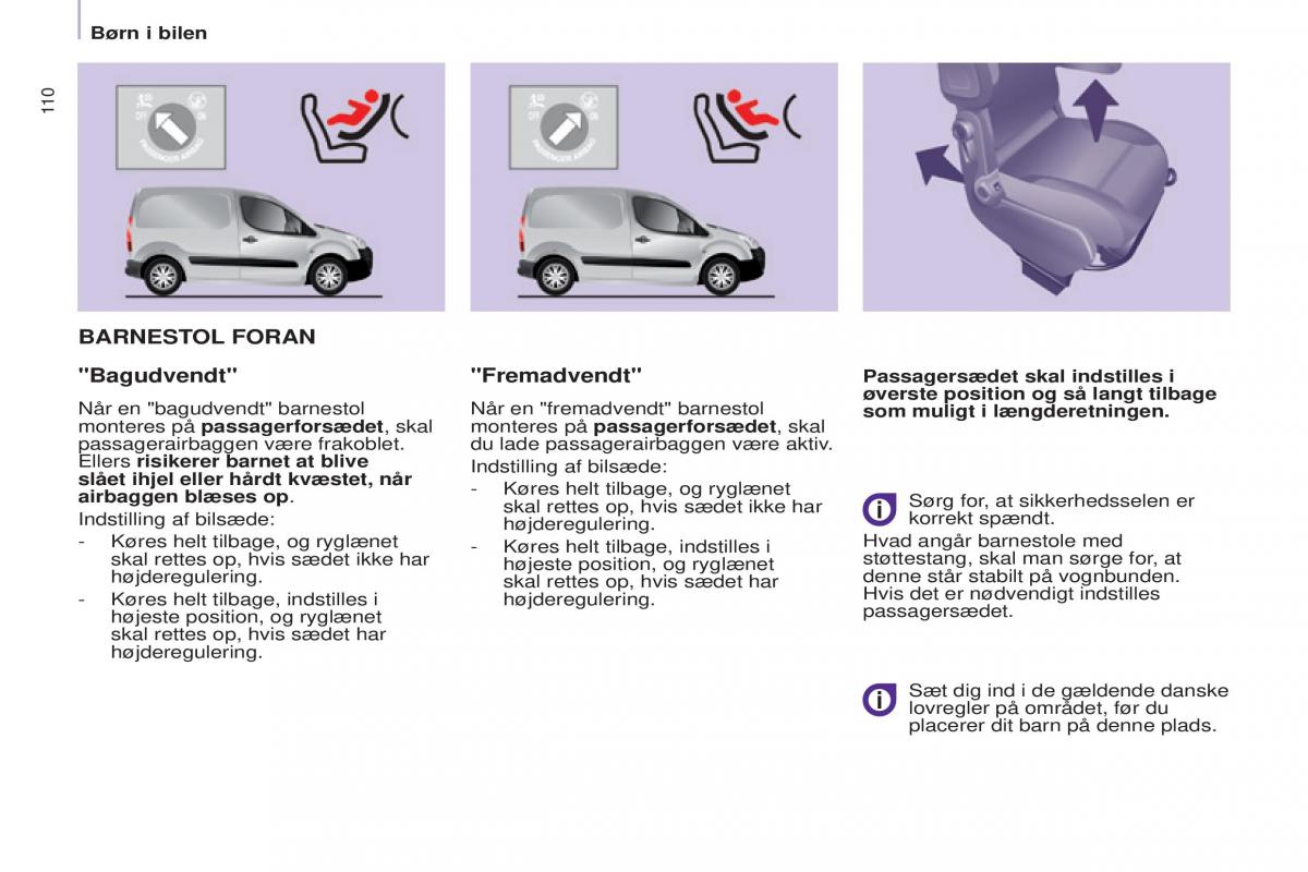 Citroen Berlingo Multispace II 2 Bilens instruktionsbog / page 112