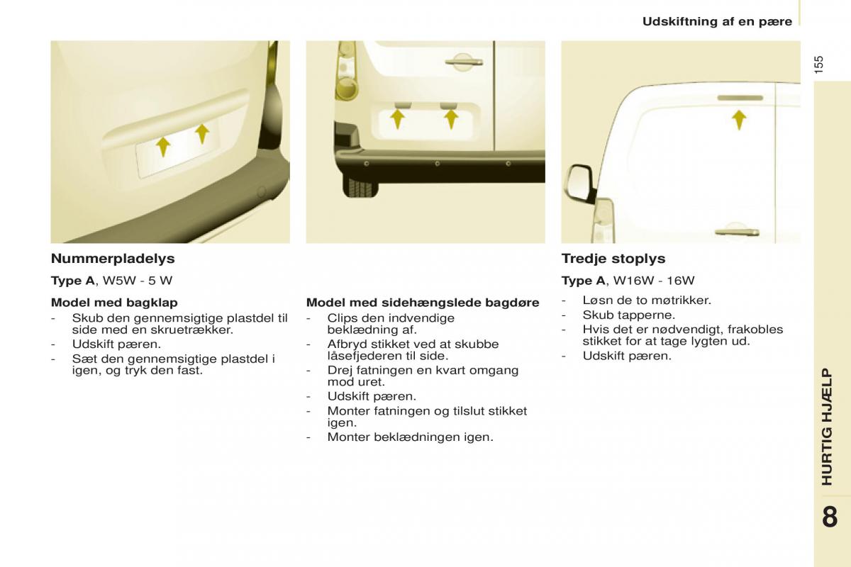 Citroen Berlingo Multispace II 2 Bilens instruktionsbog / page 157