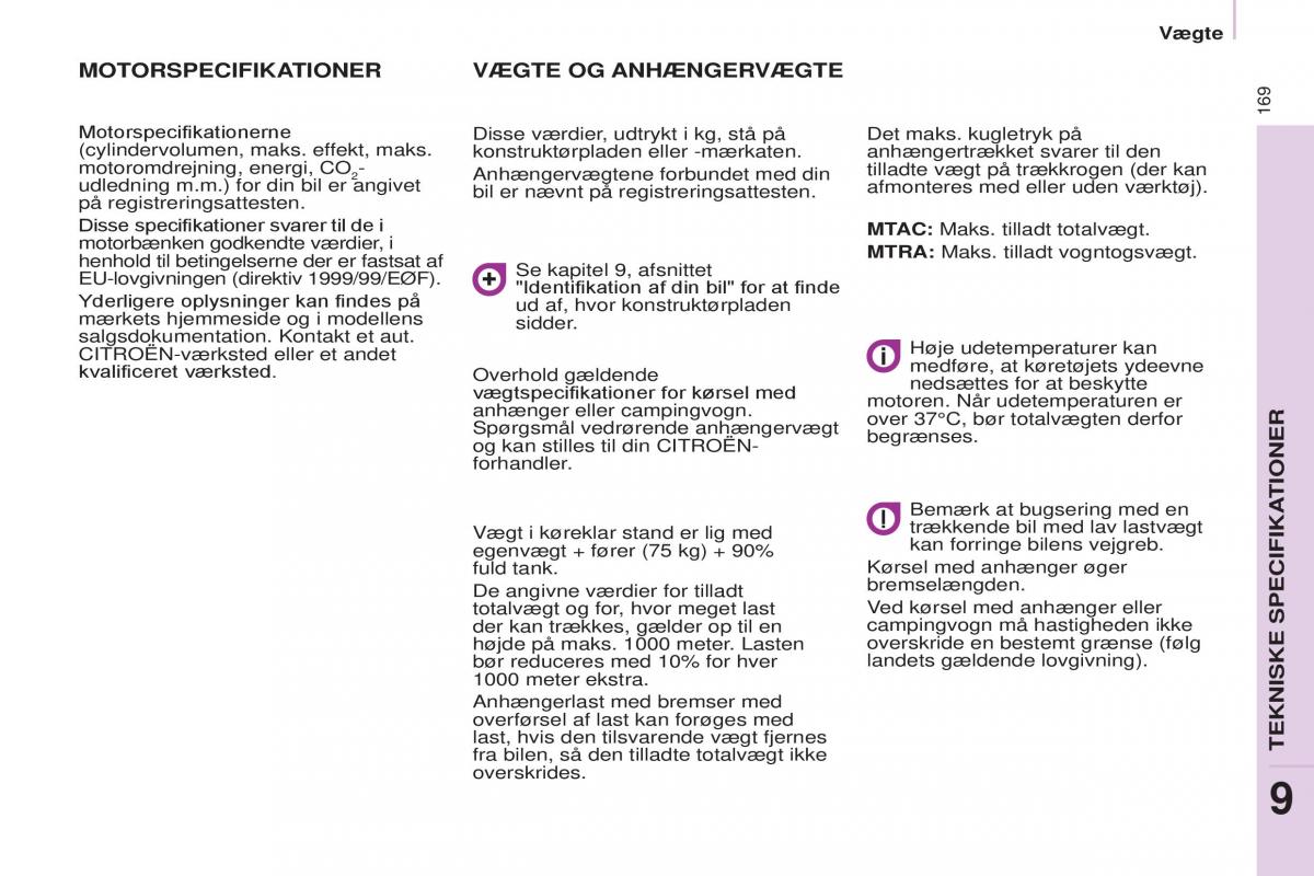 Citroen Berlingo Multispace II 2 Bilens instruktionsbog / page 171