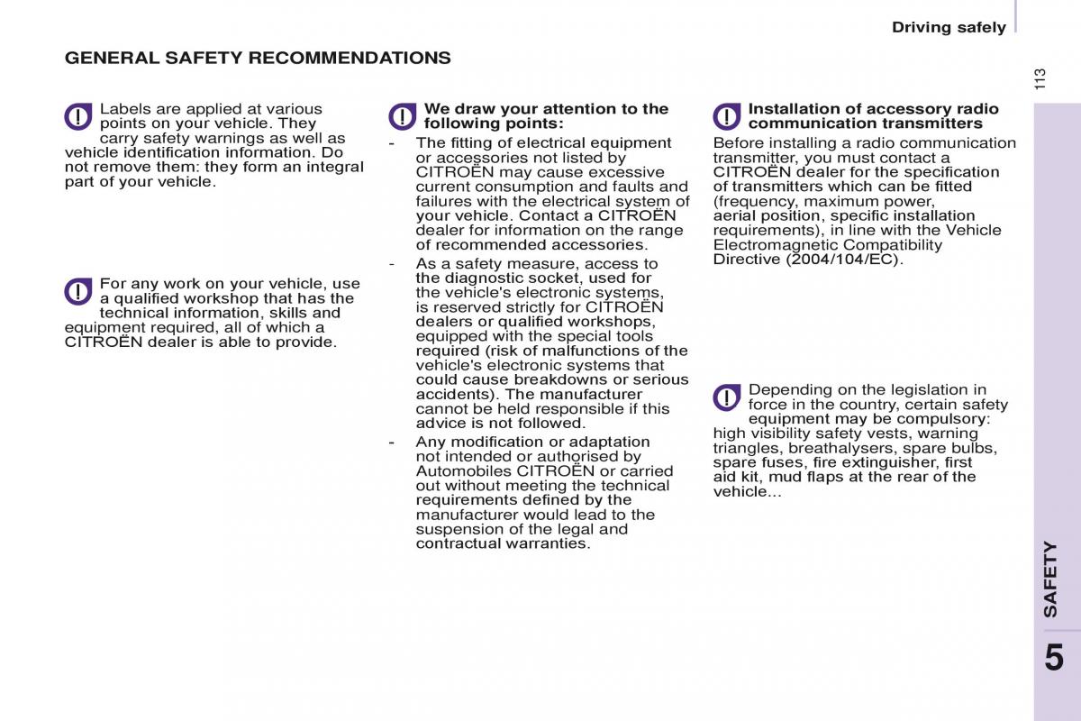 Citroen Berlingo Multispace II 2 owners manual / page 115