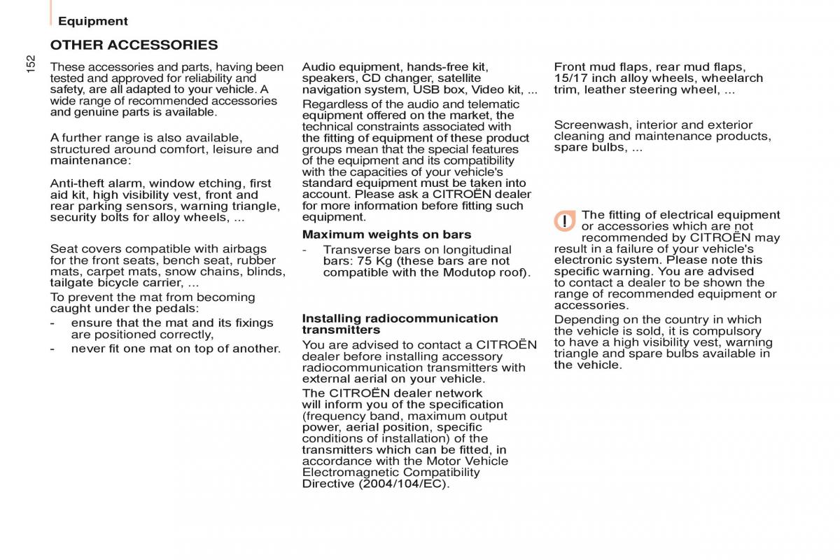 Citroen Berlingo Multispace II 2 owners manual / page 154