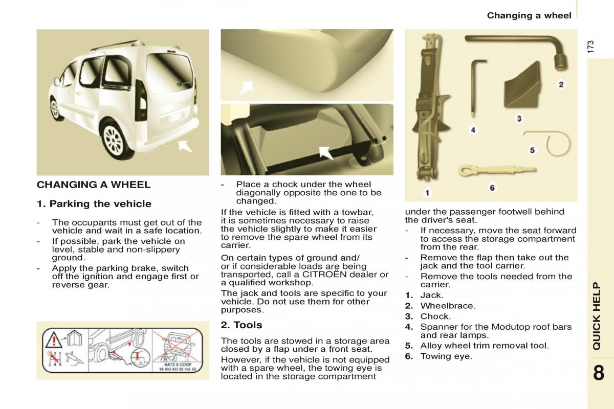 Citroen Berlingo Multispace II 2 owners manual / page 175