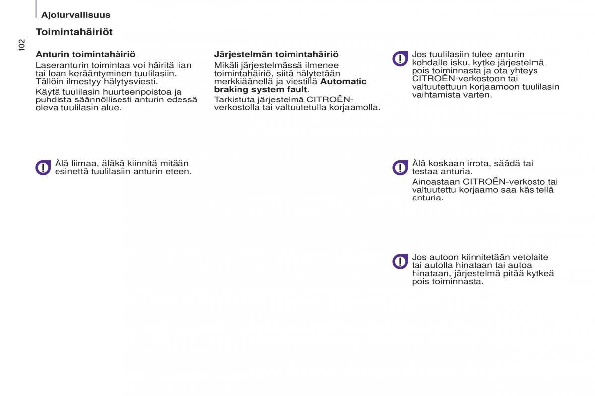 Citroen Berlingo Multispace II 2 omistajan kasikirja / page 104