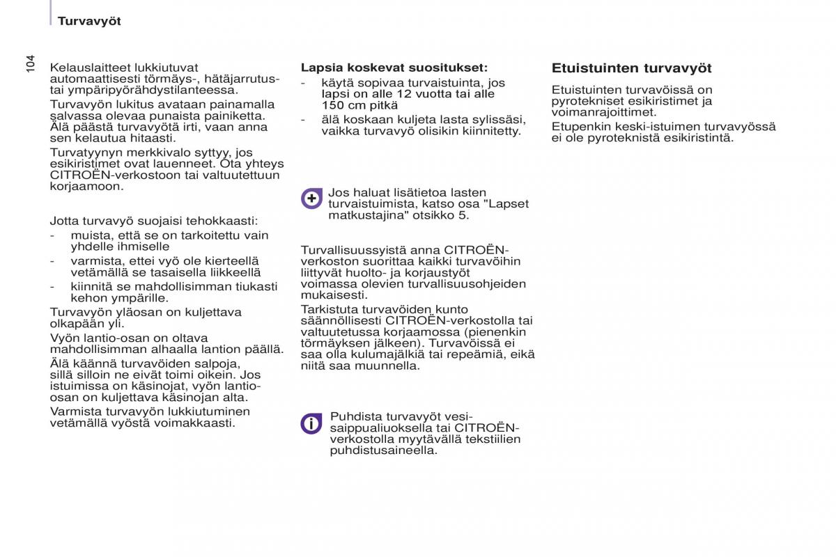 Citroen Berlingo Multispace II 2 omistajan kasikirja / page 106