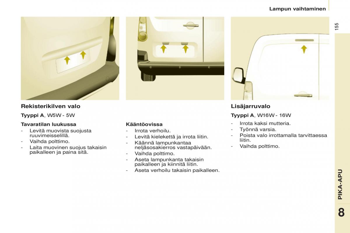 Citroen Berlingo Multispace II 2 omistajan kasikirja / page 157