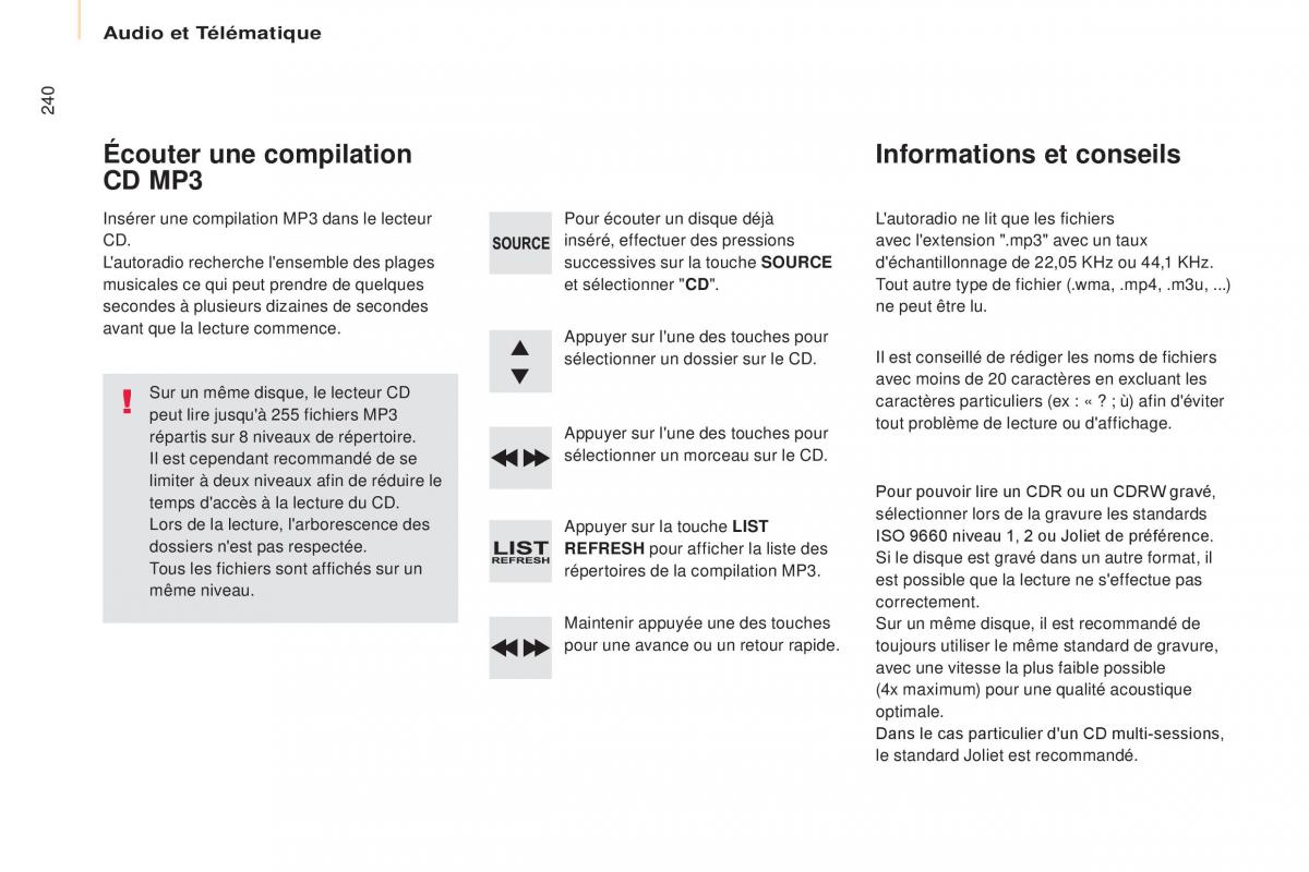 Citroen Berlingo Multispace II 2 manuel du proprietaire / page 242