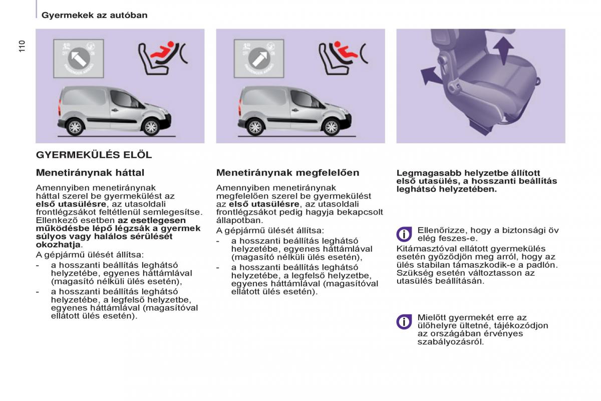 Citroen Berlingo Multispace II 2 Kezelesi utmutato / page 112