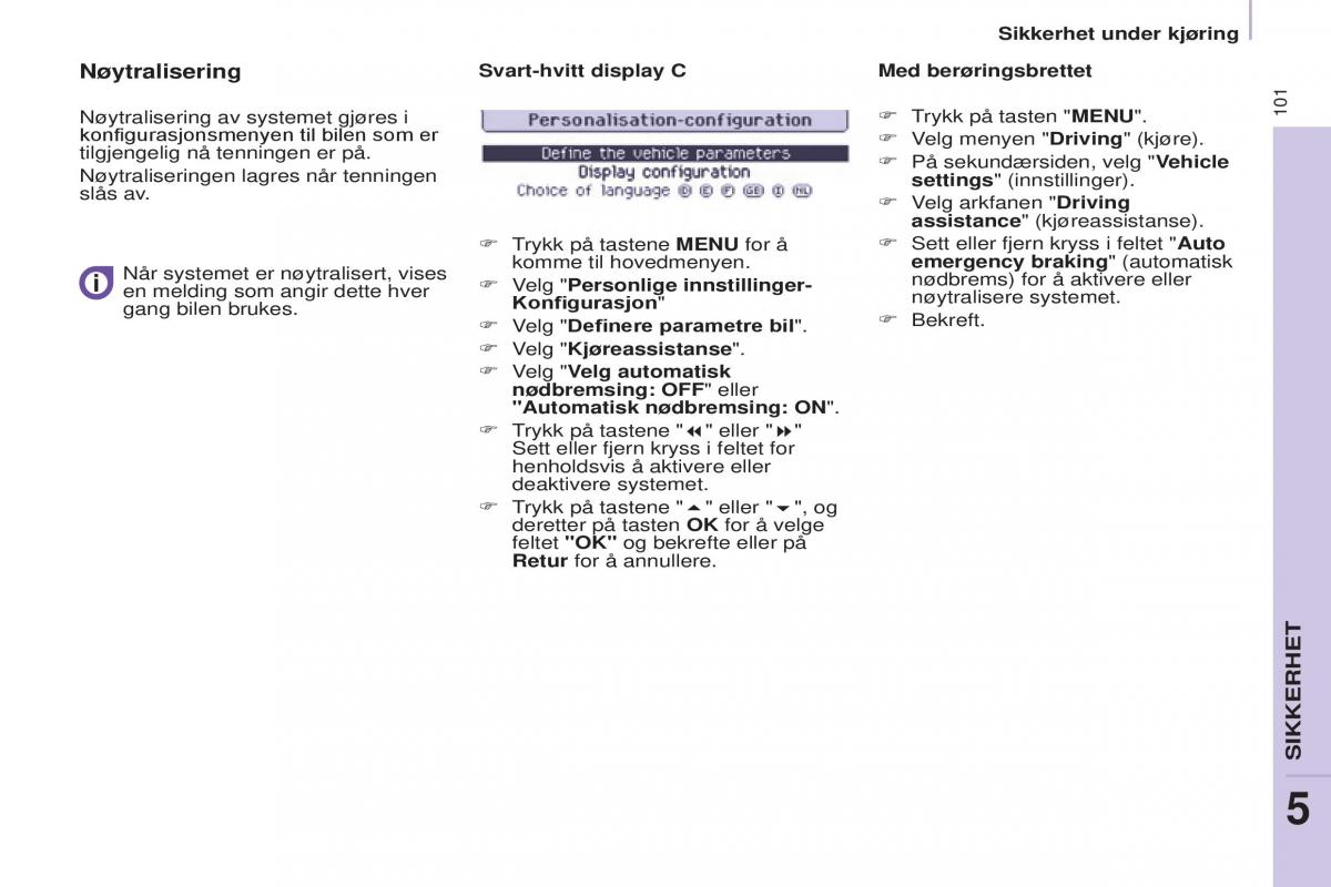 Citroen Berlingo Multispace II 2 bruksanvisningen / page 103