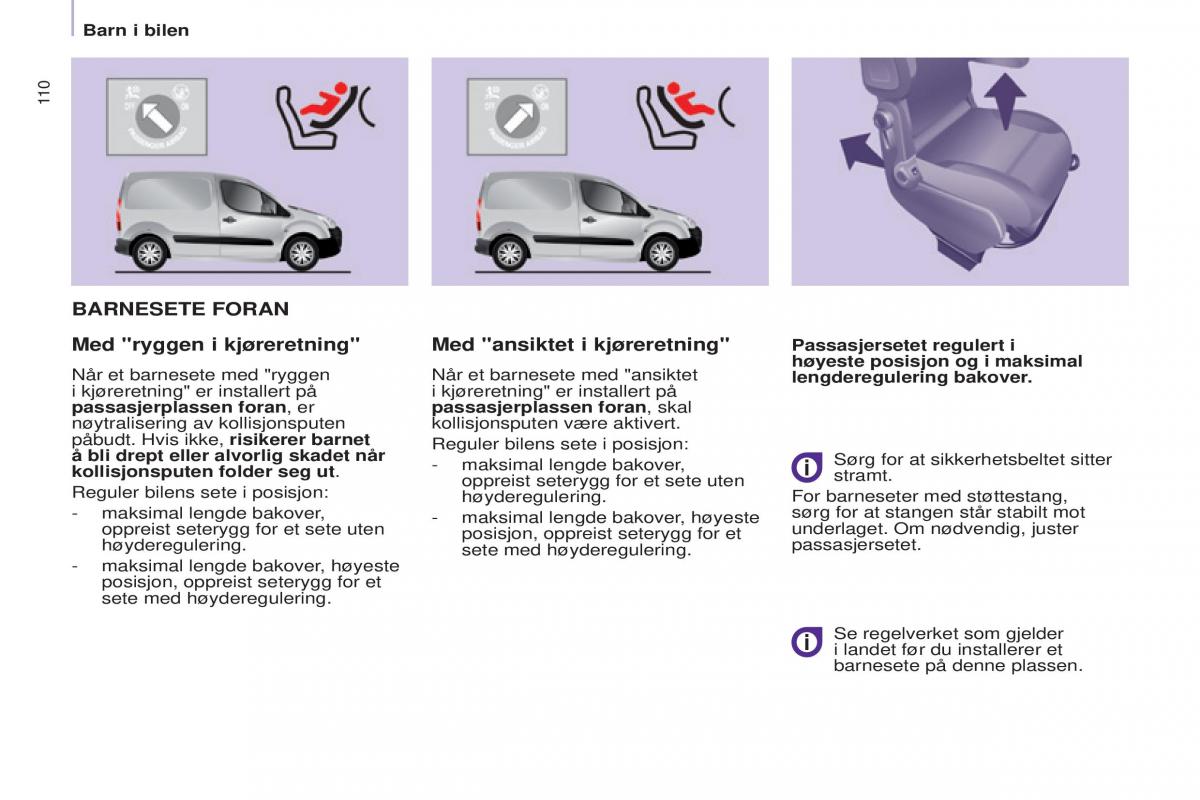 Citroen Berlingo Multispace II 2 bruksanvisningen / page 112