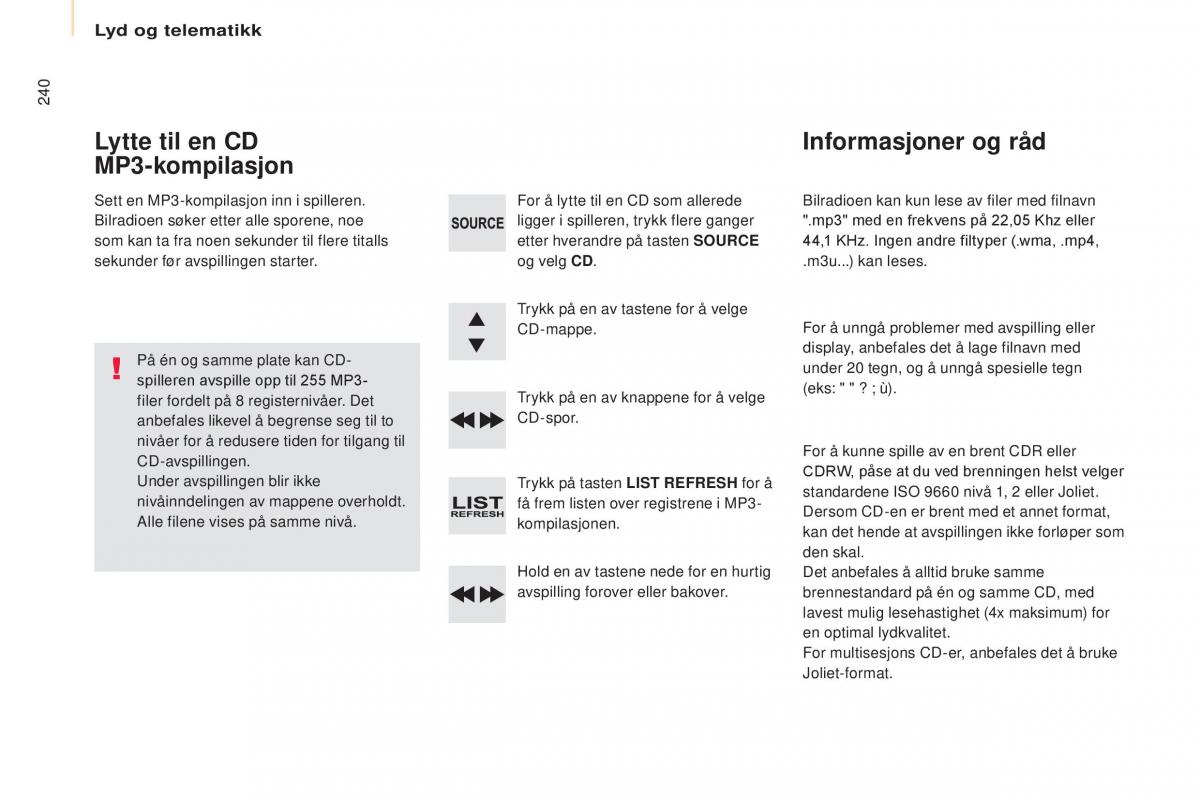 Citroen Berlingo Multispace II 2 bruksanvisningen / page 242