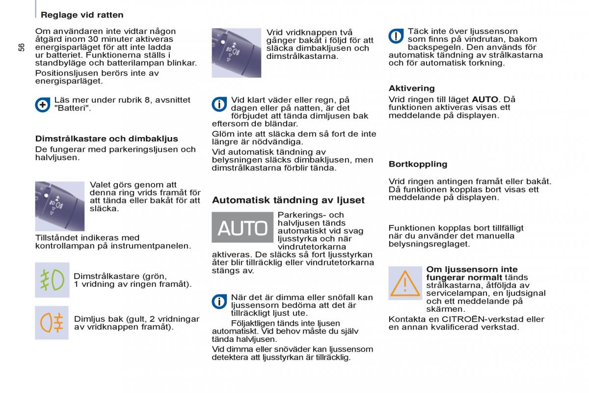 Citroen Berlingo Multispace II 2 instruktionsbok / page 58