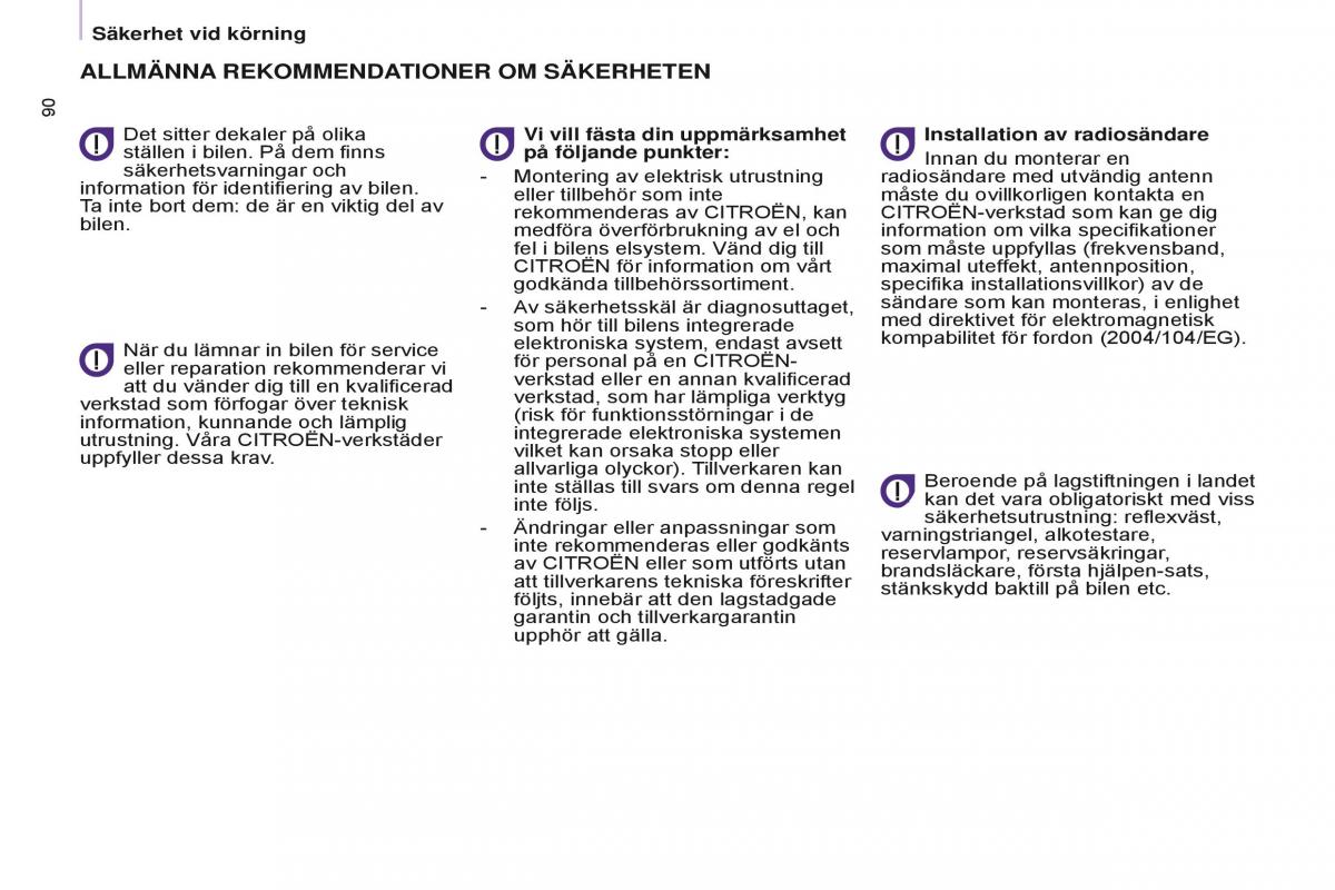 Citroen Berlingo Multispace II 2 instruktionsbok / page 92