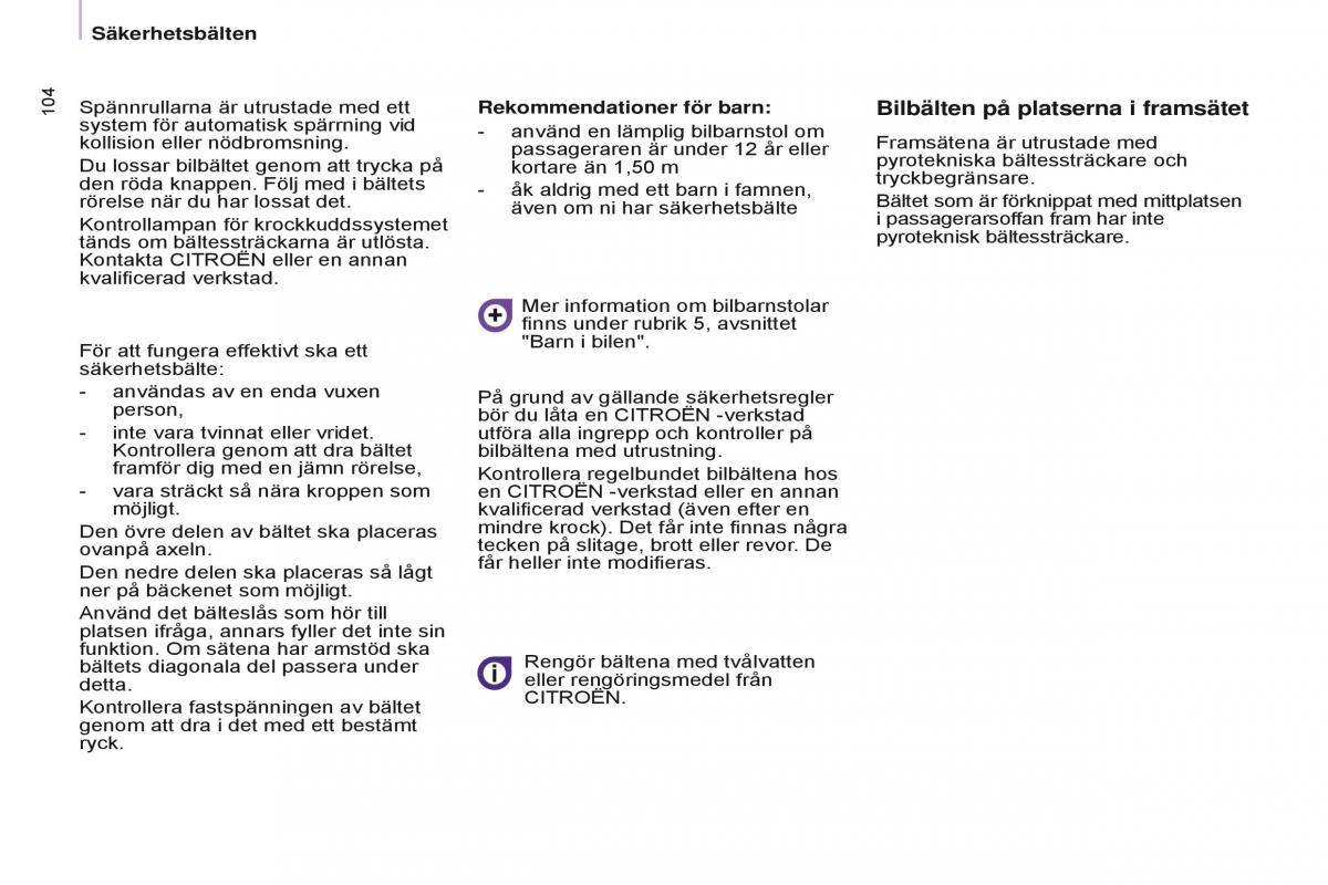 Citroen Berlingo Multispace II 2 instruktionsbok / page 106