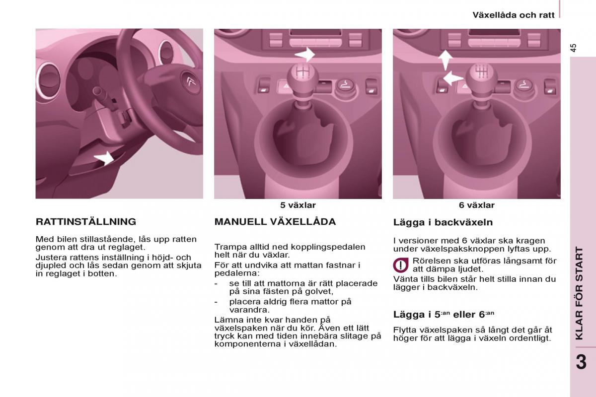 Citroen Berlingo Multispace II 2 instruktionsbok / page 47