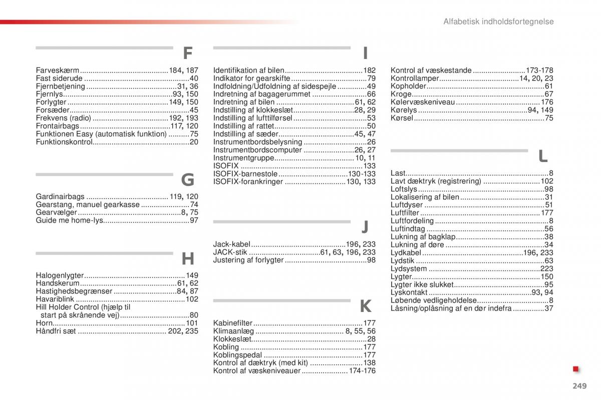 Citroen C1 II 2 Bilens instruktionsbog / page 251