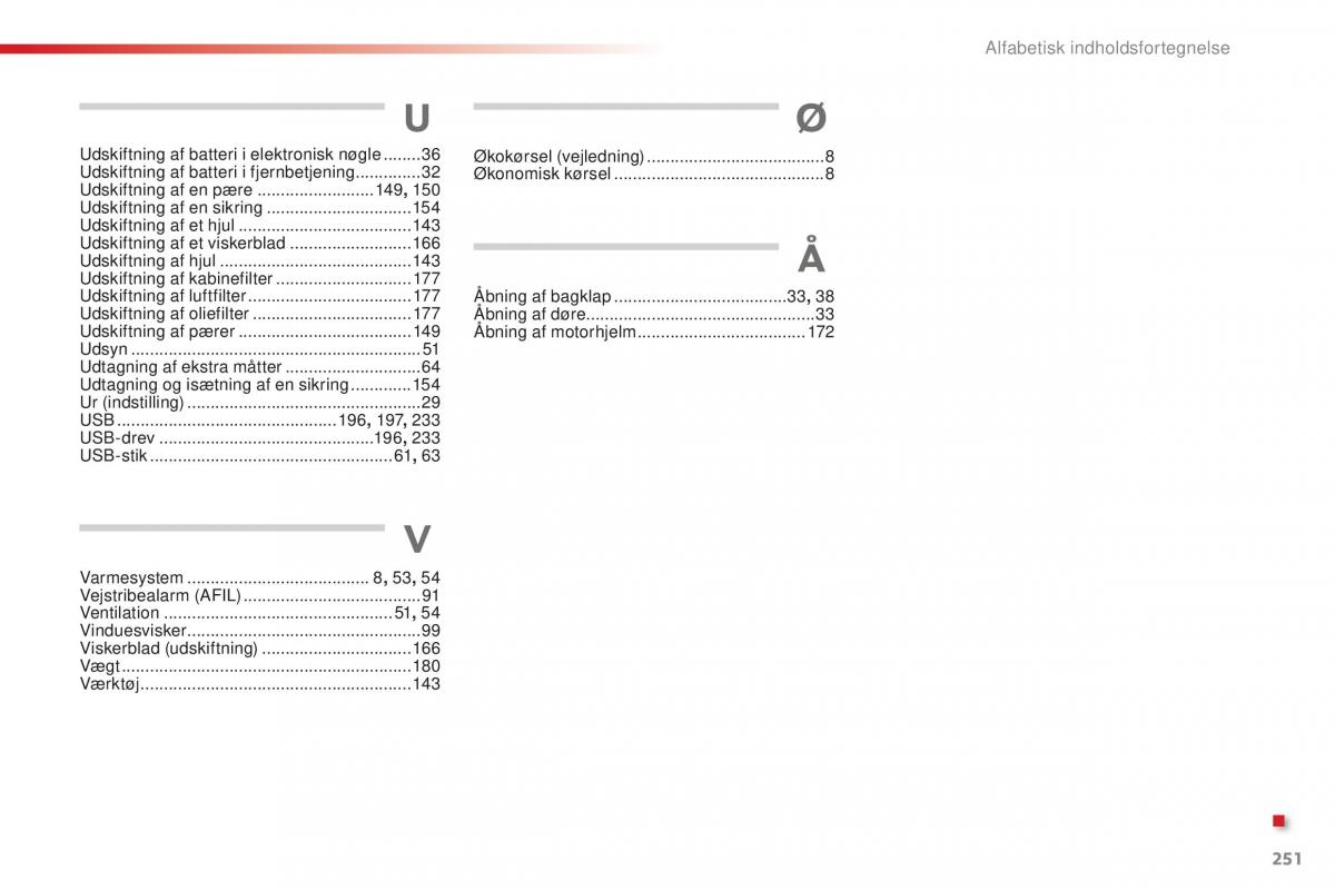 Citroen C1 II 2 Bilens instruktionsbog / page 253