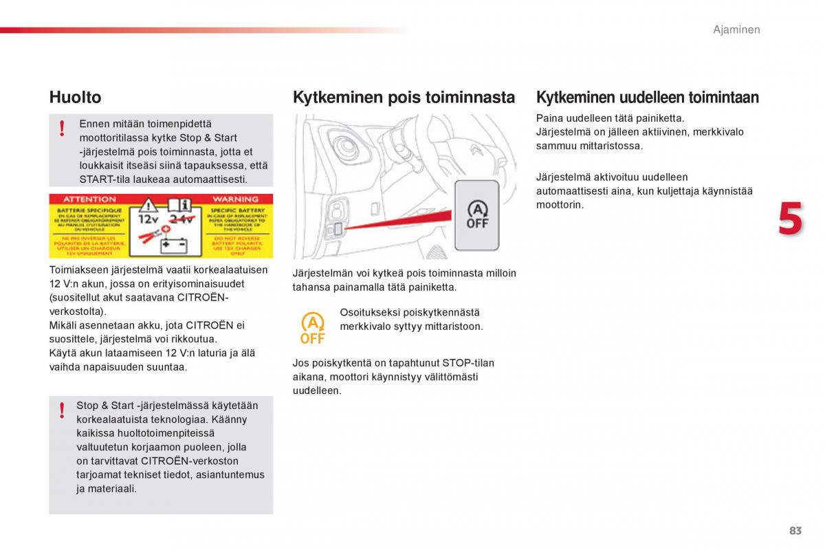 Citroen C1 II 2 omistajan kasikirja / page 85