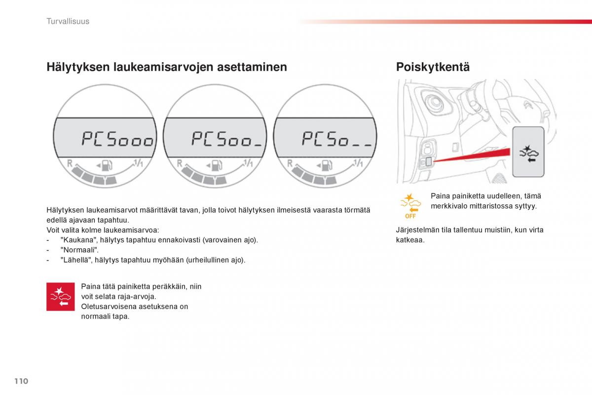 Citroen C1 II 2 omistajan kasikirja / page 112