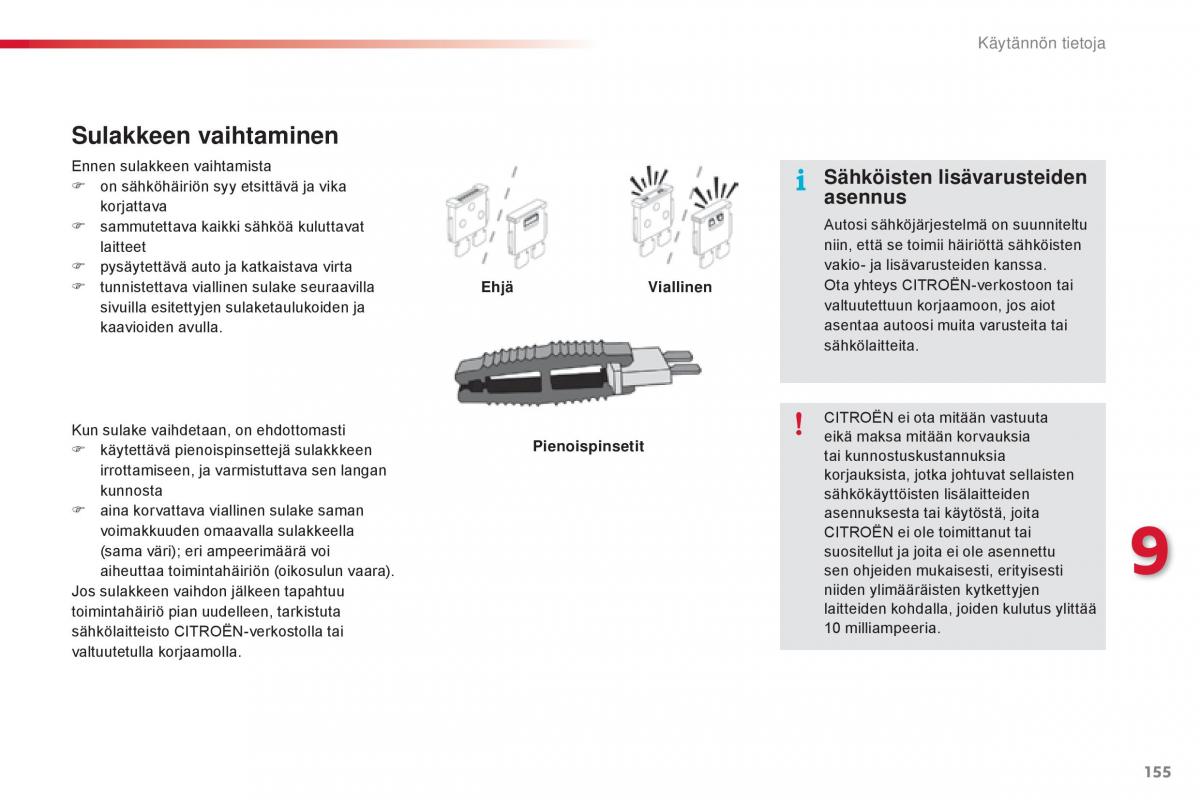 Citroen C1 II 2 omistajan kasikirja / page 157