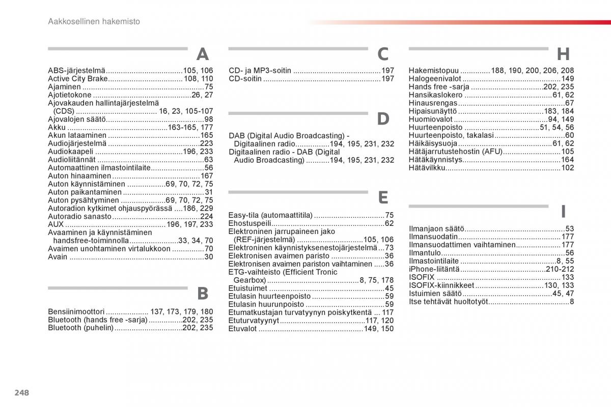 Citroen C1 II 2 omistajan kasikirja / page 250